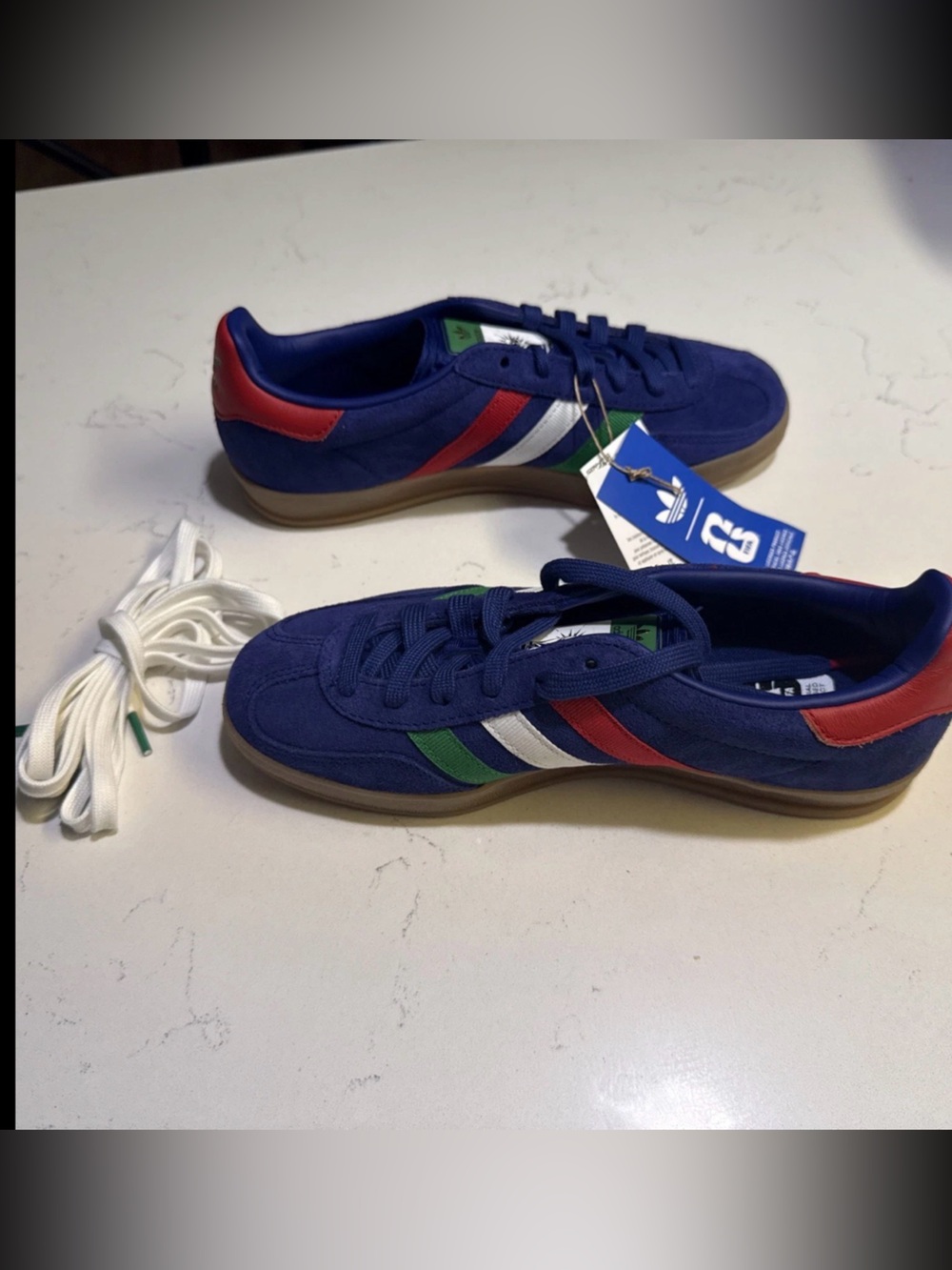Adidas Gazelle Indoor Victory Blue Green Sneakers Mens 5.5 Womens 6.5